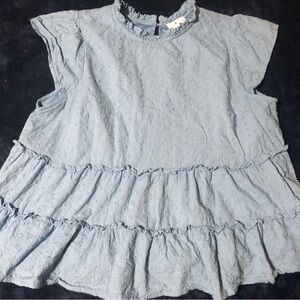 True Craft Soft Blue Textured Blouse